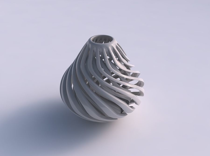 Vase oval wavy compressed top with muscle structure twisted and squeezed