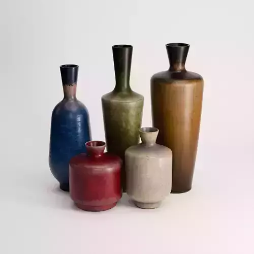 Stoneware Vases Set 01 Low-poly 3D model