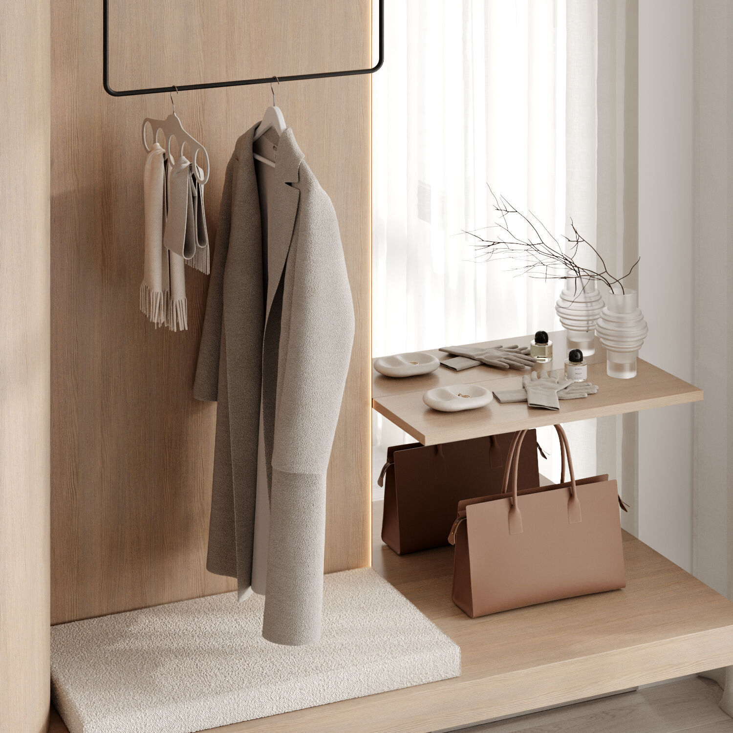 Hallway in a modern minimalist style ZS01 3D model_2