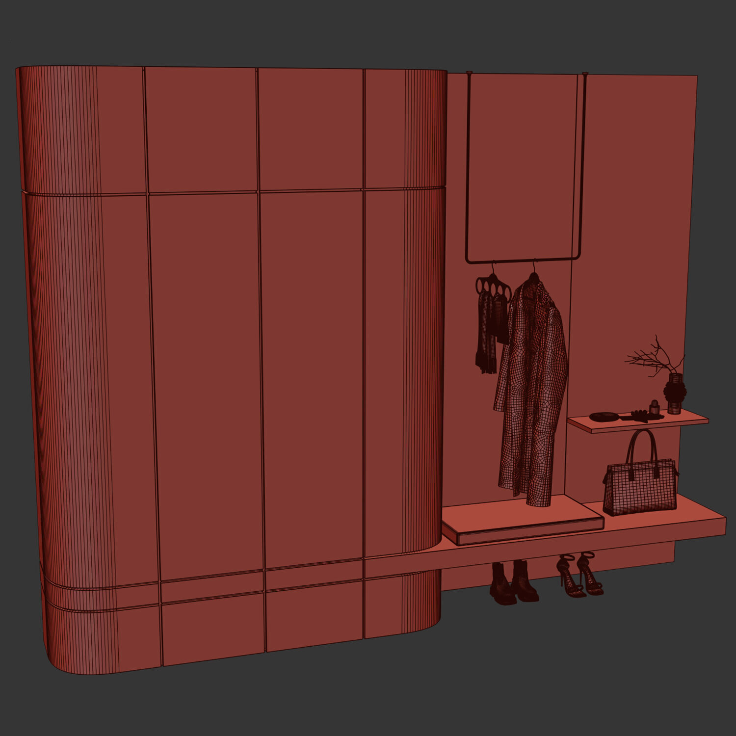 Hallway in a modern minimalist style ZS01 3D model_4