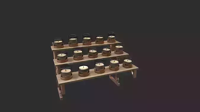 Church wall mounted shelf with crucifix and candles 