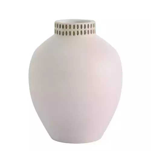 Etched Ivory Ceramic Urn Vase