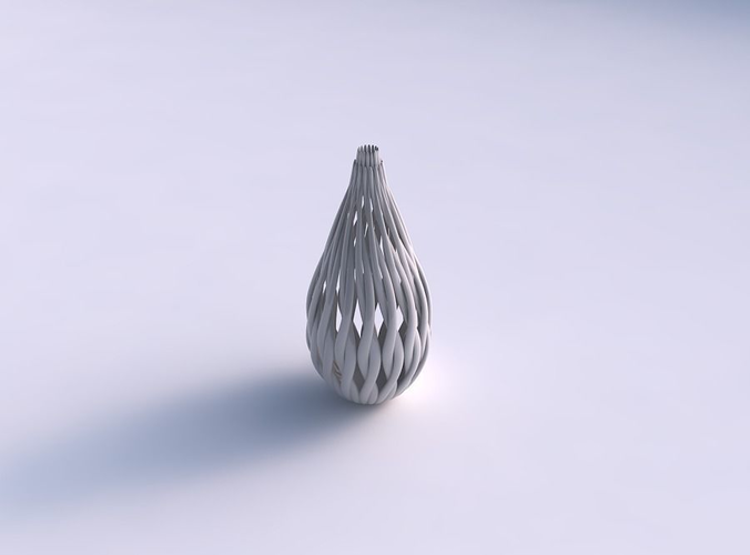 Vase oval twisted with muscle structure and soft tips long neck