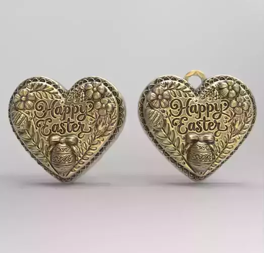 happy easter heart shape decor  3D print model