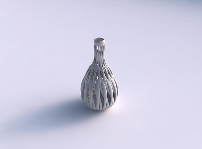 Vase oval squeezed neck with muscle structure long neck
