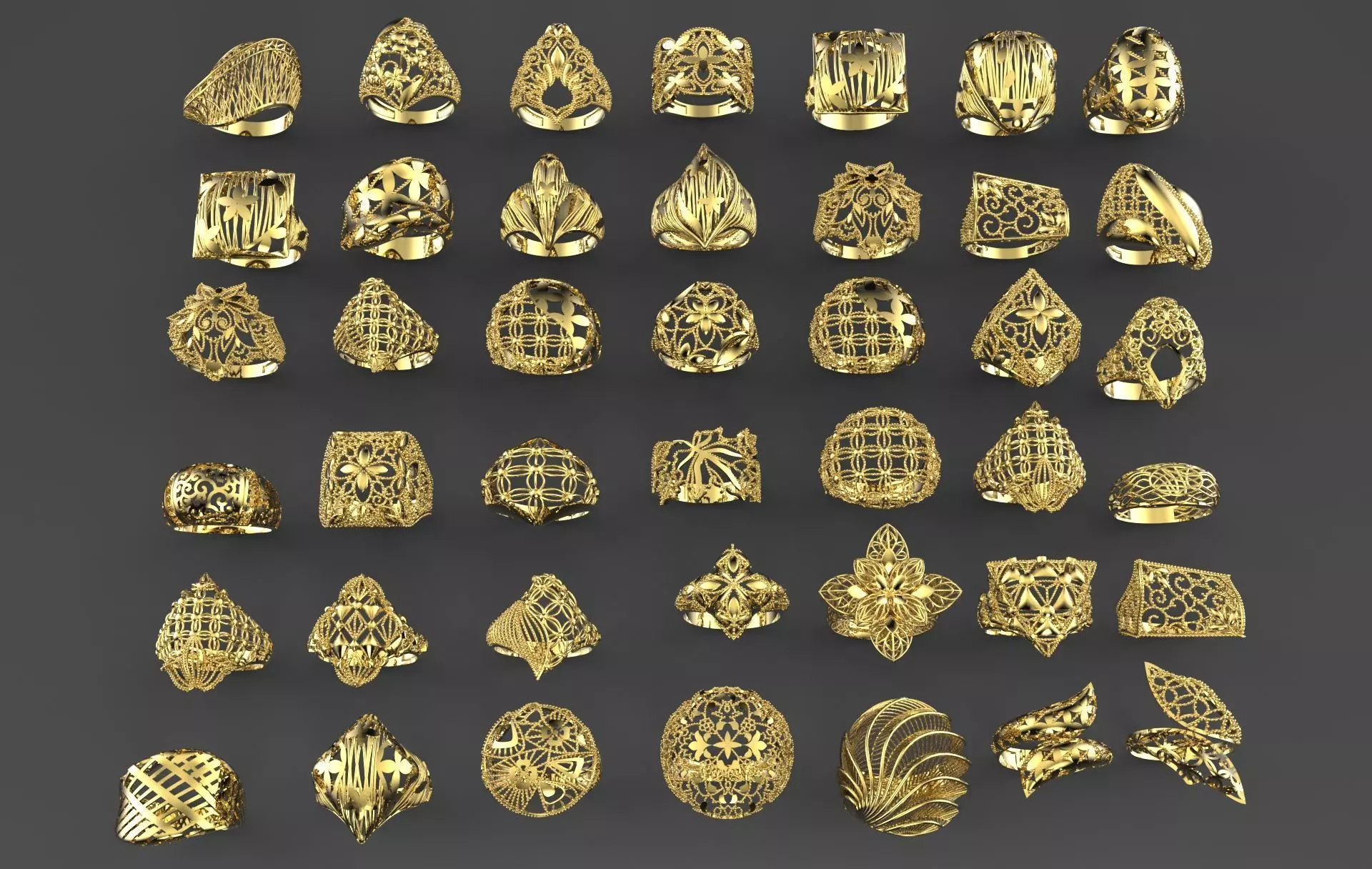 42 NEW RINGS HIGHT QUALITY READY TO PRINT JEWELLERY 3D print model