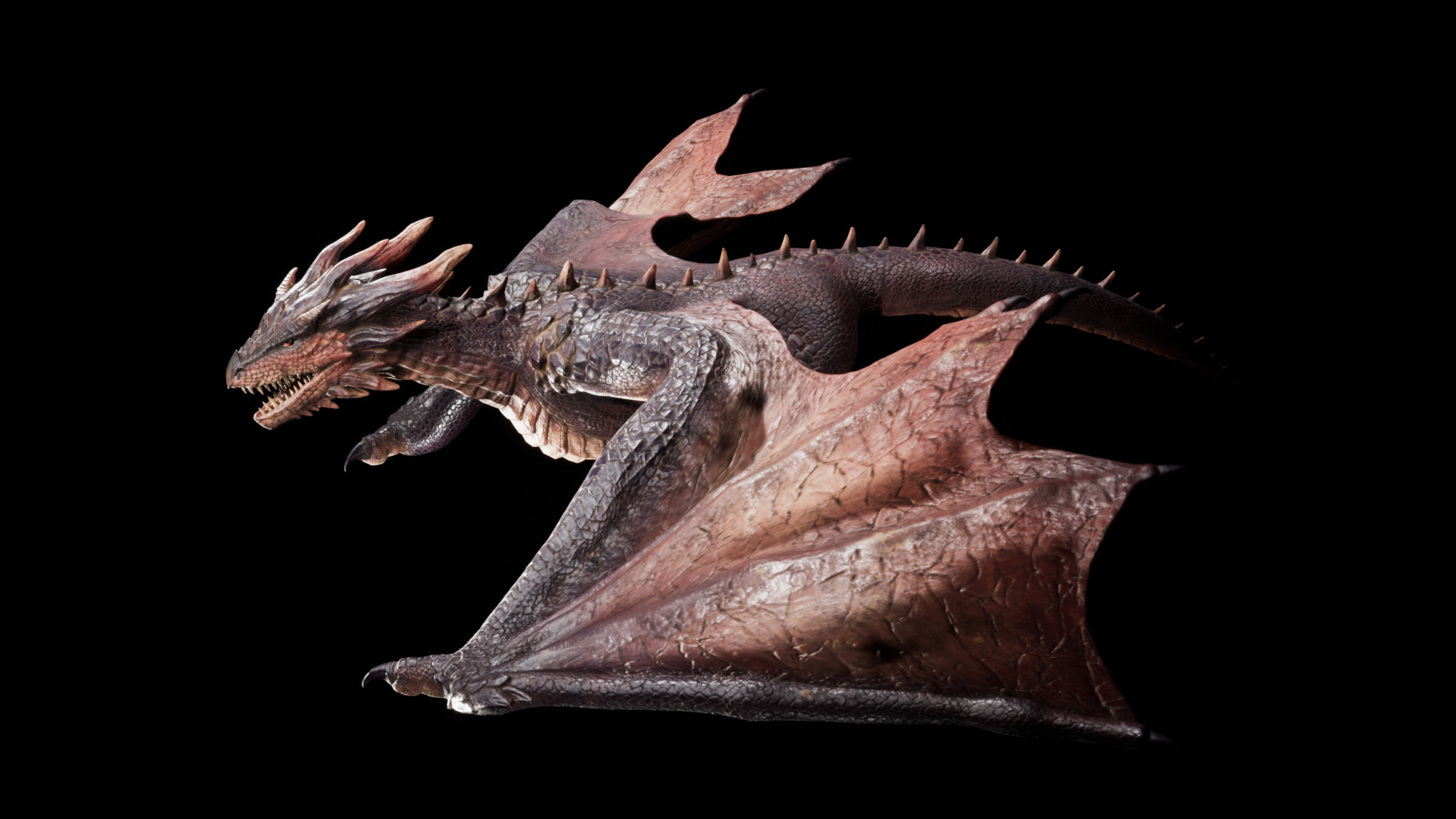Red Wyvern Dragon Low-poly 3D model_9