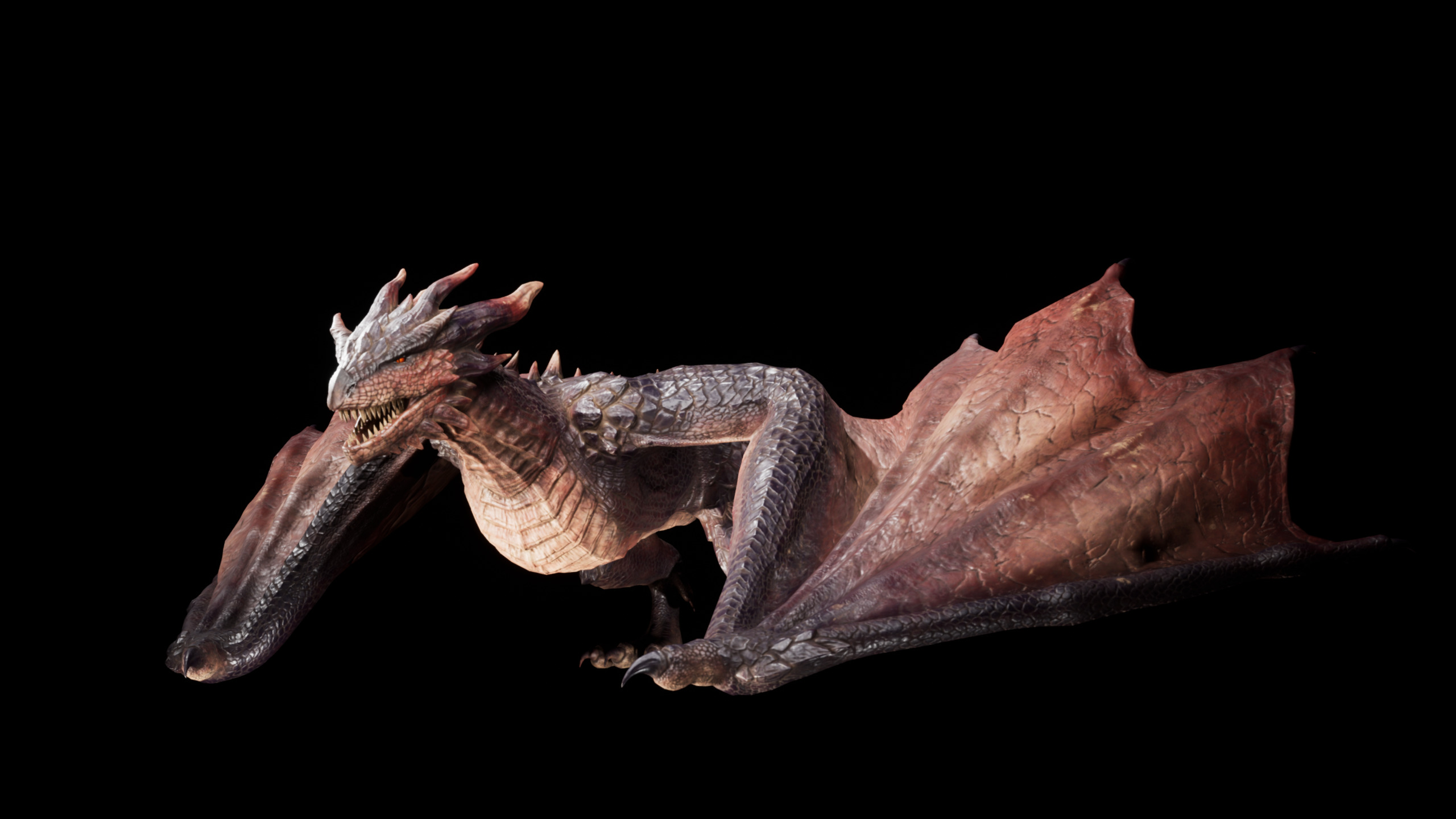 Red Wyvern Dragon Low-poly 3D model_7