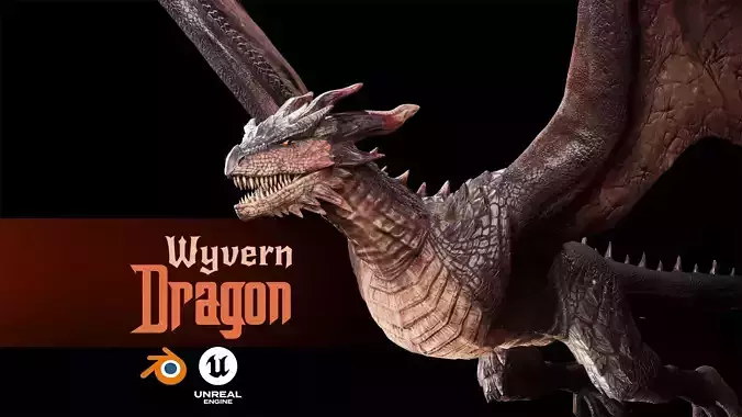 Red Wyvern Dragon Low-poly 3D model