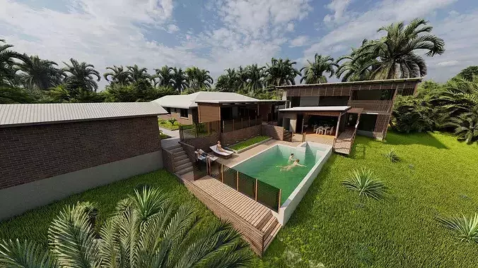 Casa Scene- Beach villa-Modern House 3D model 2
