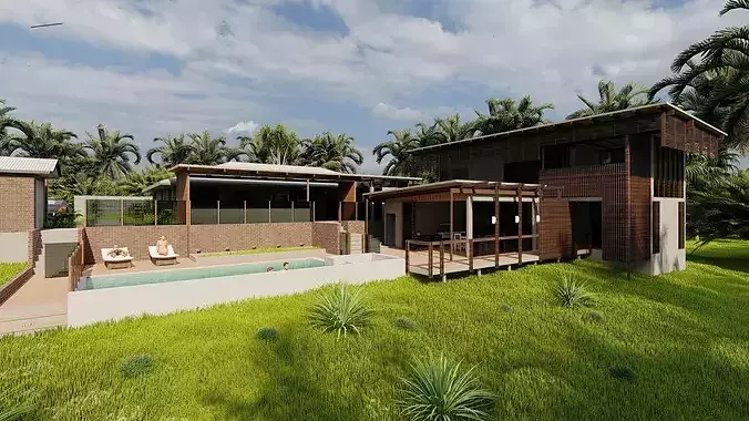 Casa Scene- Beach villa-Modern House 3D model 3