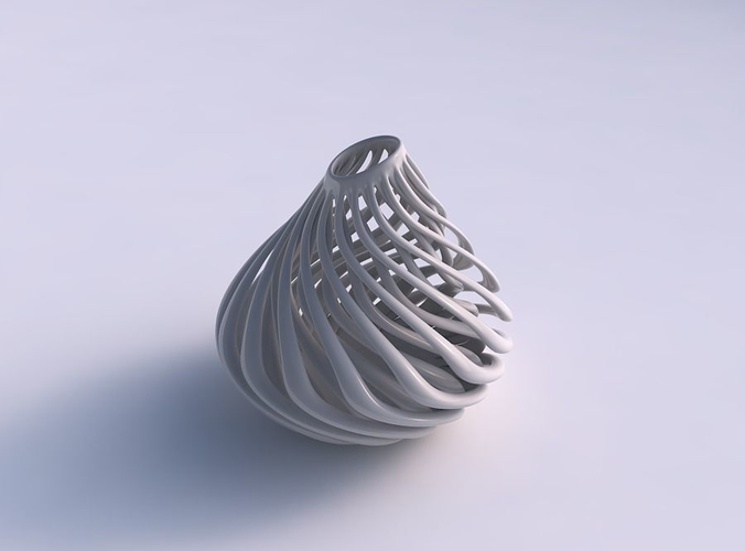 Vase oval twisted with muscle structure streched top corner