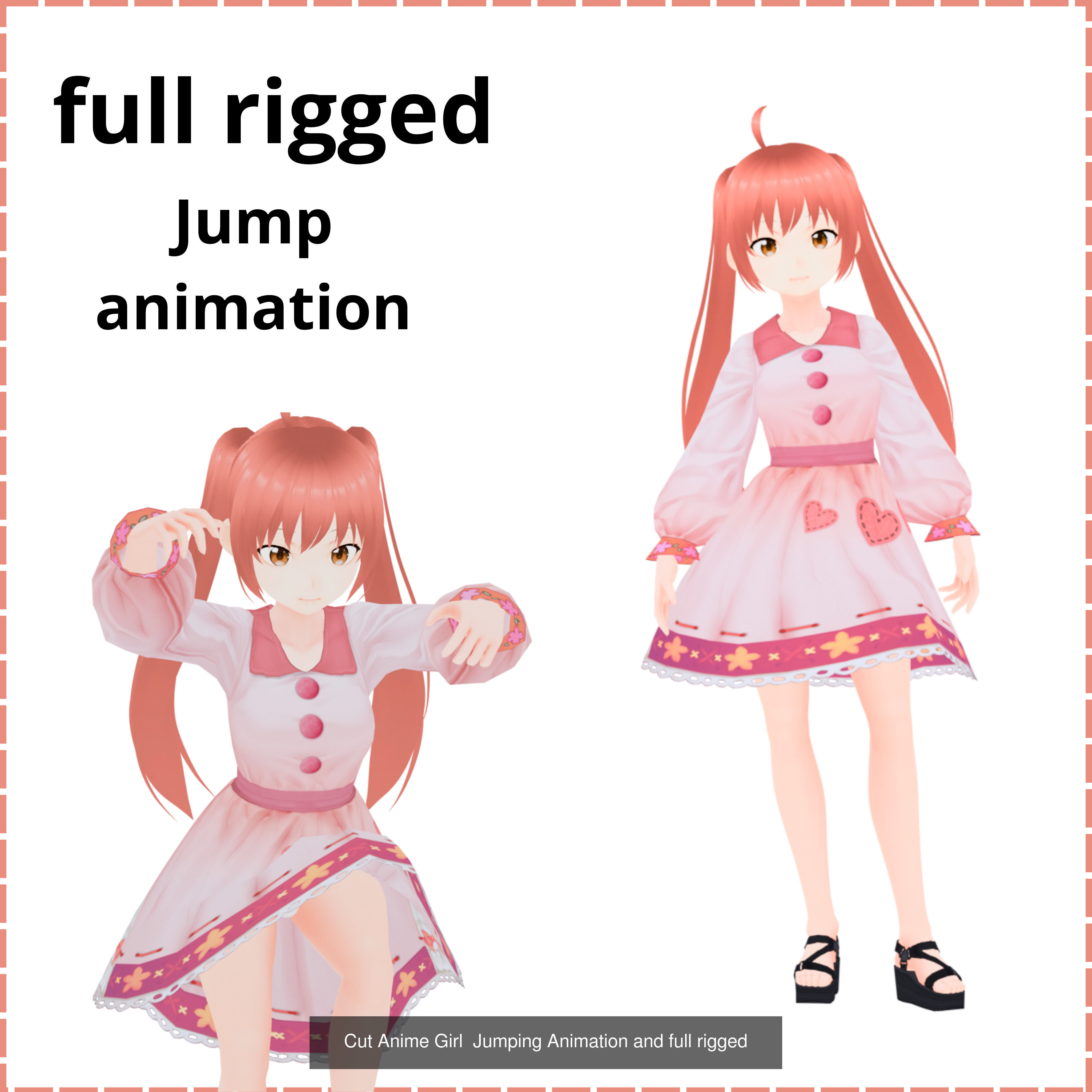Full animeted anime girl cut character 3D Model Collection_4
