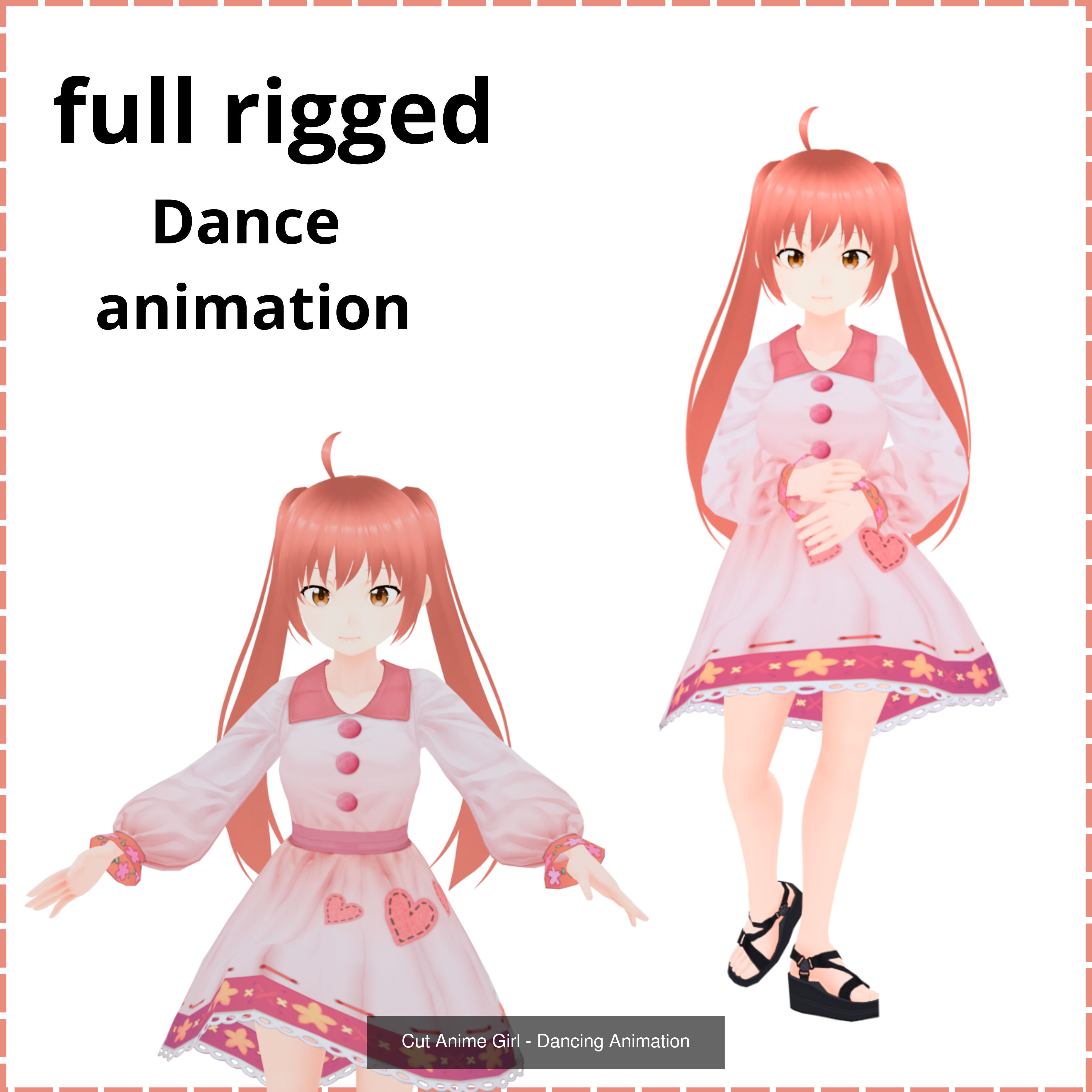 Full animeted anime girl cut character 3D Model Collection_5