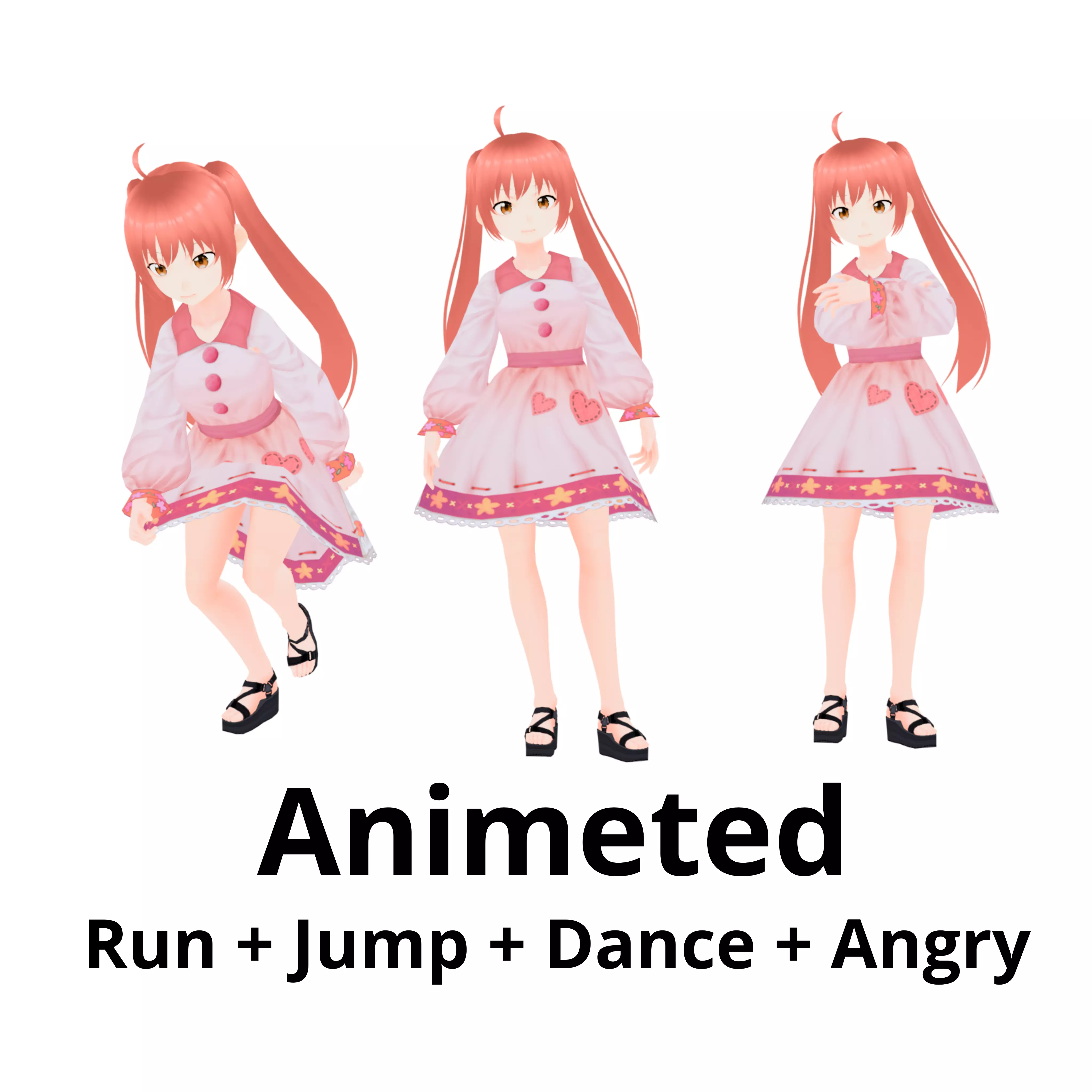 Full animeted anime girl cut character 3D Model Collection_0