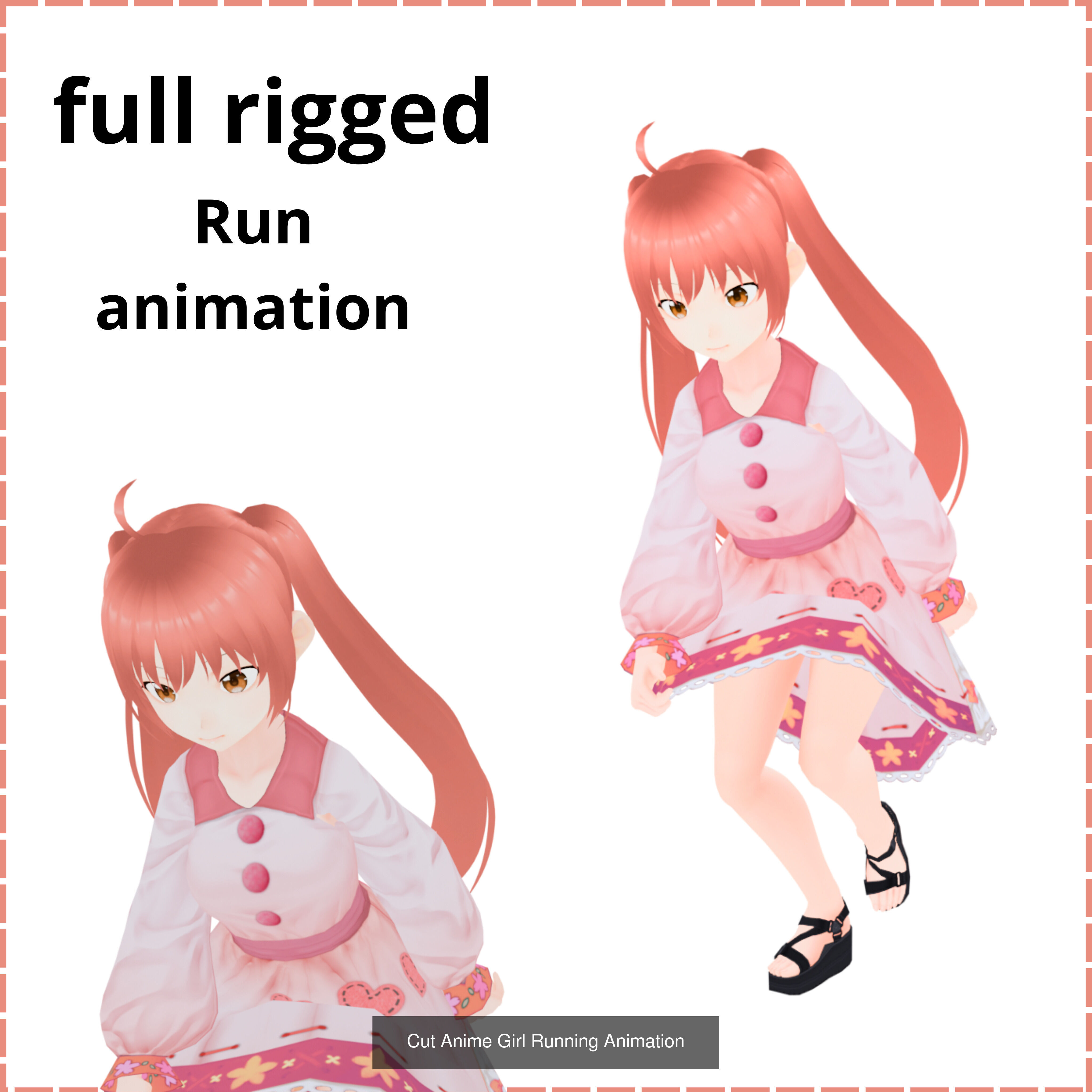 Full animeted anime girl cut character 3D Model Collection_3