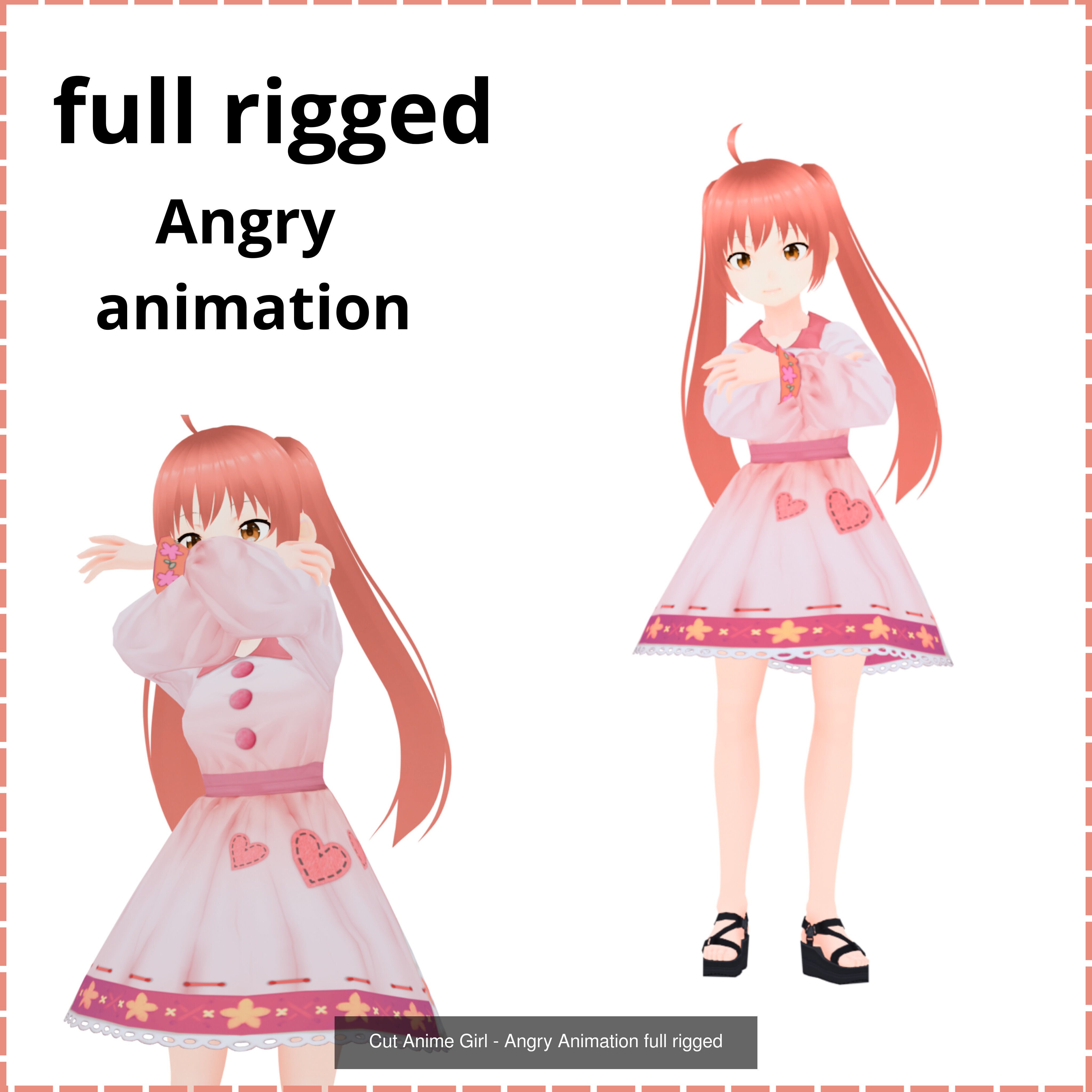 Full animeted anime girl cut character 3D Model Collection_6