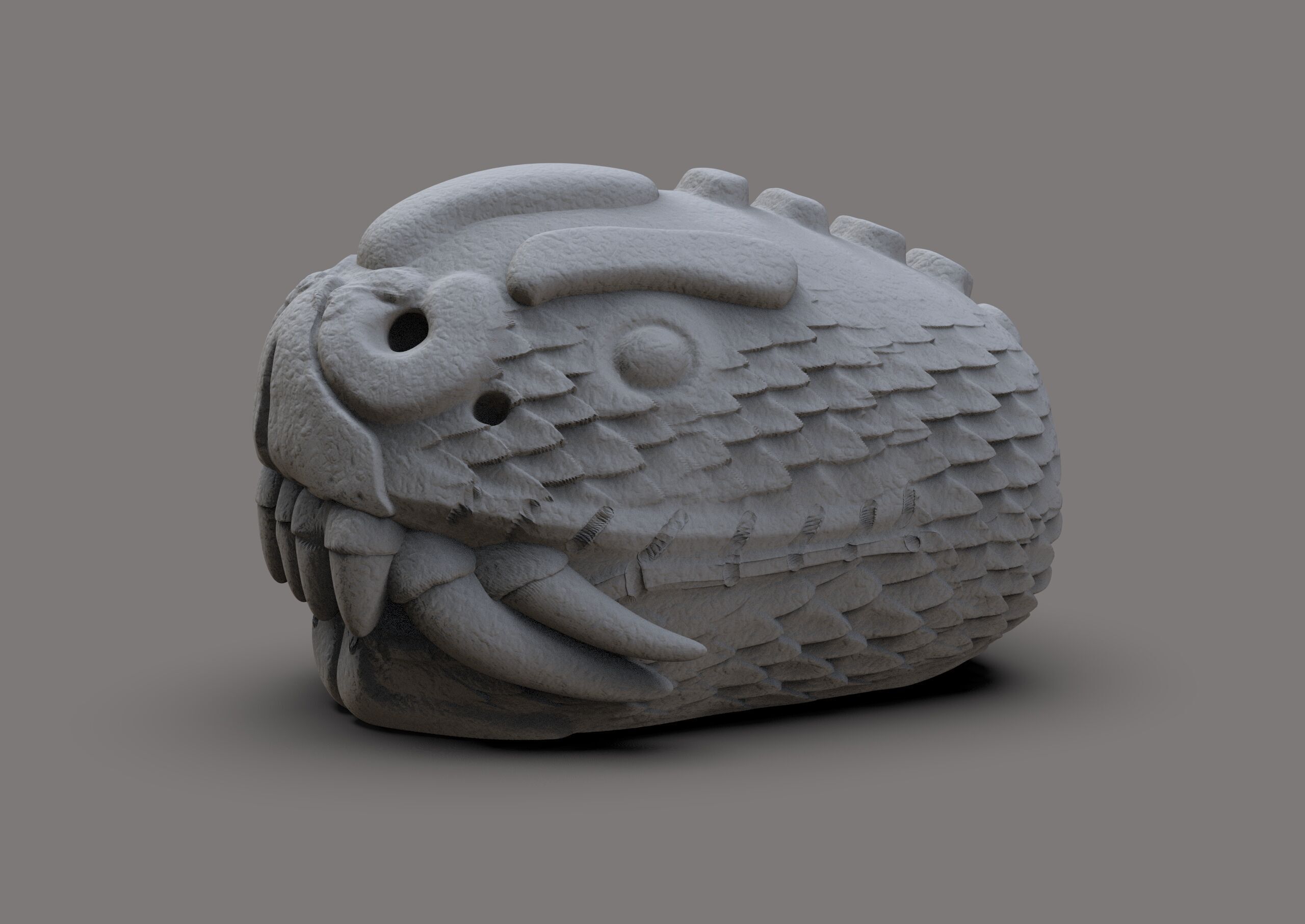 Azteca Serpents head 3D print model_1