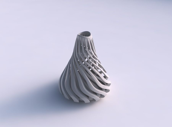 Vase oval wavy compressed top with muscle structure twisted and streched top