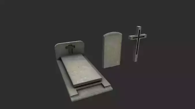 Gravestones Low-poly 3D model