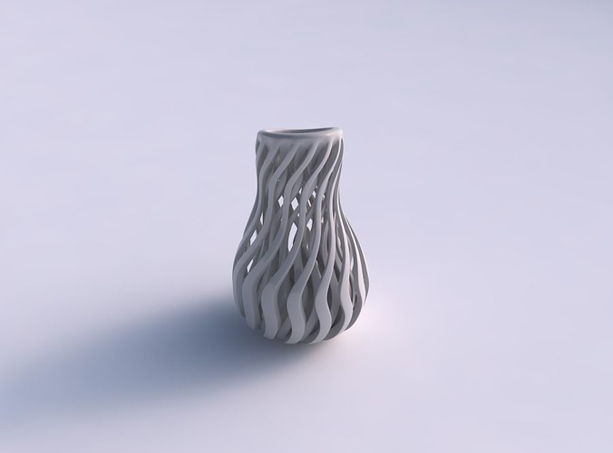 Vase oval wavy compressed top with muscle structure eccentric