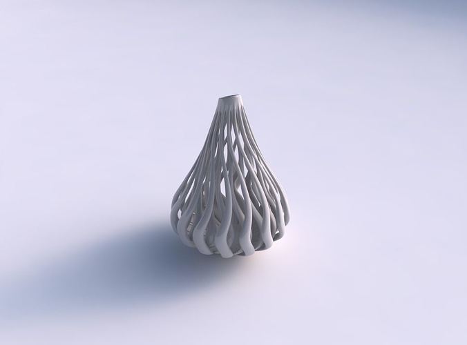 Vase oval twisted with muscle structure long top 3D print model