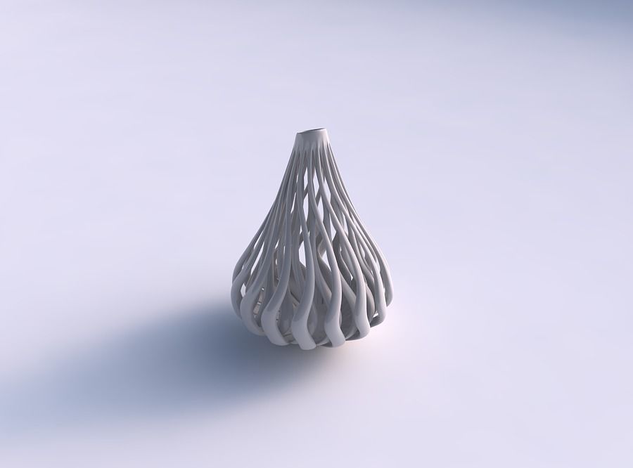 Vase oval twisted with muscle structure long top 3D print model_0
