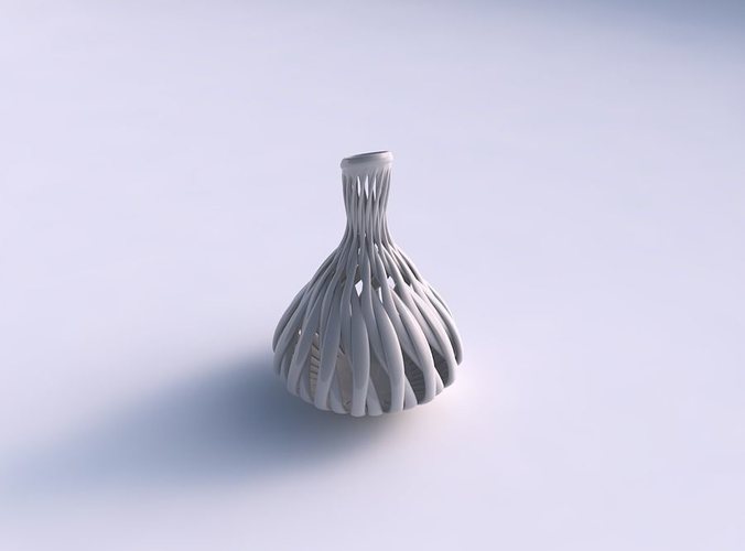 Vase oval squeezed neck with muscle structure long top