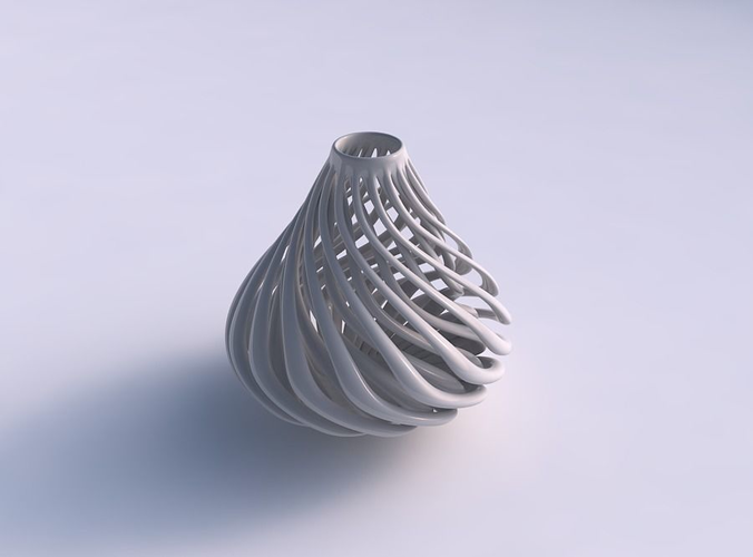 Vase oval twisted with muscle structure wide middle