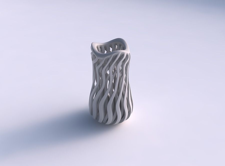Vase oval twisted with sharp muscle structure streched and wa... 3D print model_0