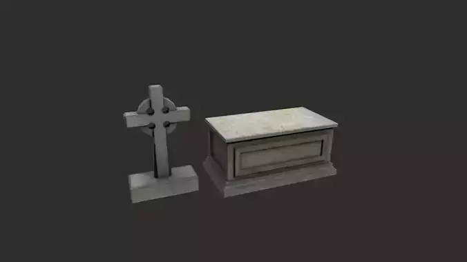 Gravestones Low-poly 3D model