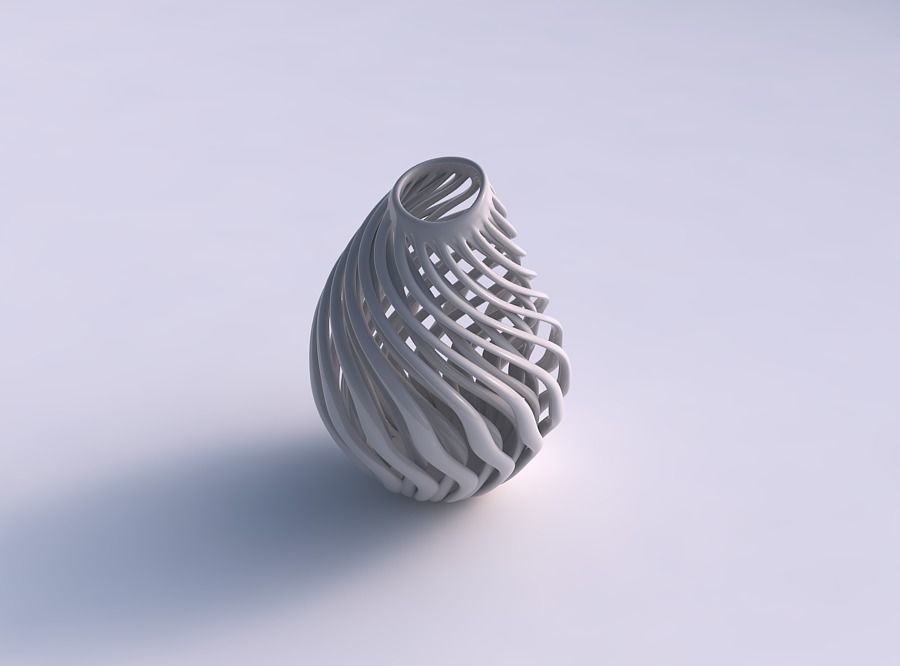 Vase oval twisted with muscle structure pimp up top 3D print model_0