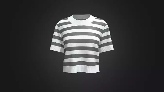 Ladies Cropped Striped Sweater In Low Poly