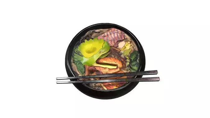 Japanese Ramen Soup Bowl  High-Quality Realistic Low-poly 3D model