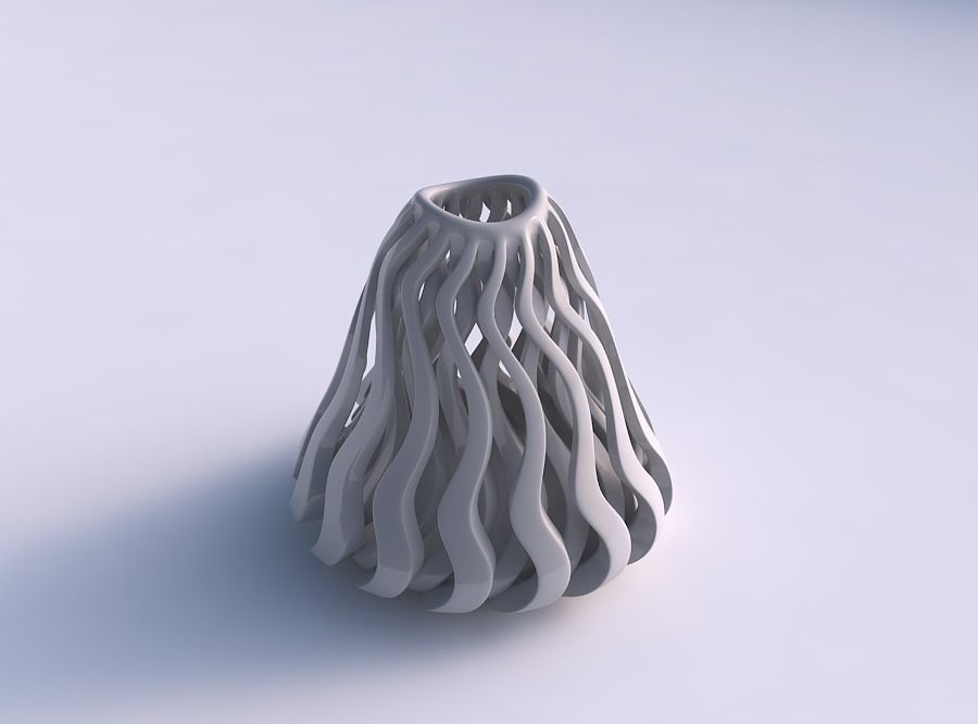 Vase oval twisted with sharp muscle structure streched top 3D print model_0