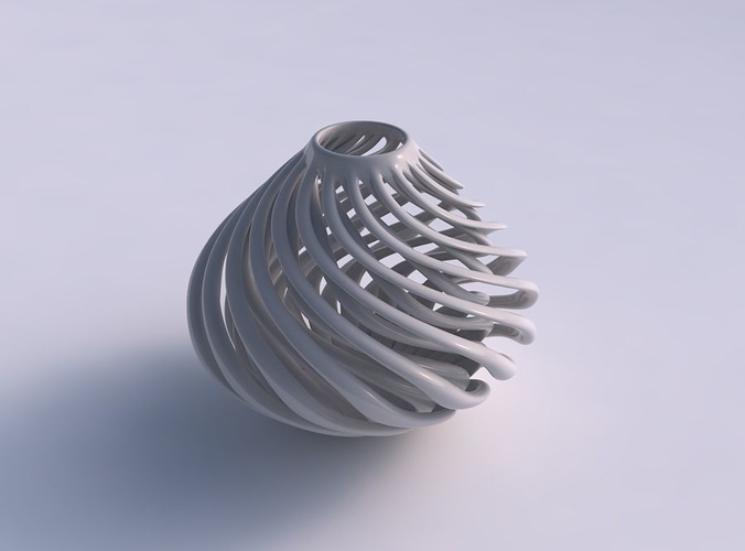 Vase oval twisted with muscle structure twisted and squeezed