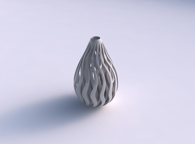 Vase oval twisted with sharp muscle structure long neck