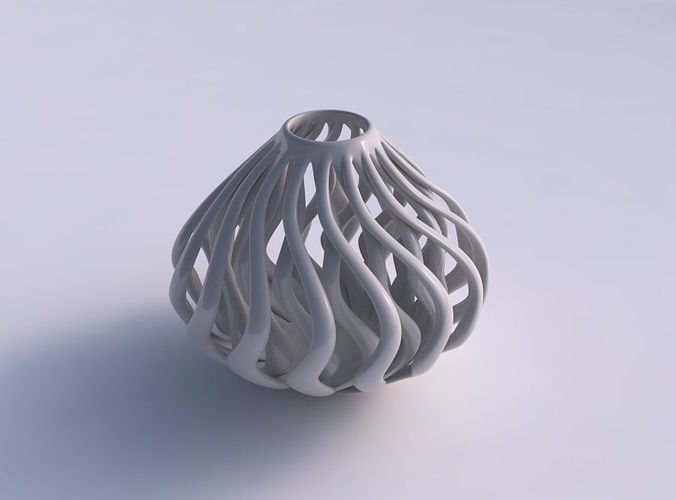 Vase oval twisted with muscle structure squeezed