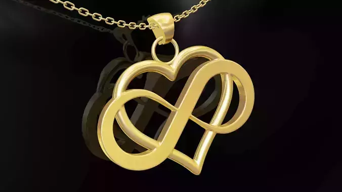 Infinite Heart pendant jeweler gold 3D print model