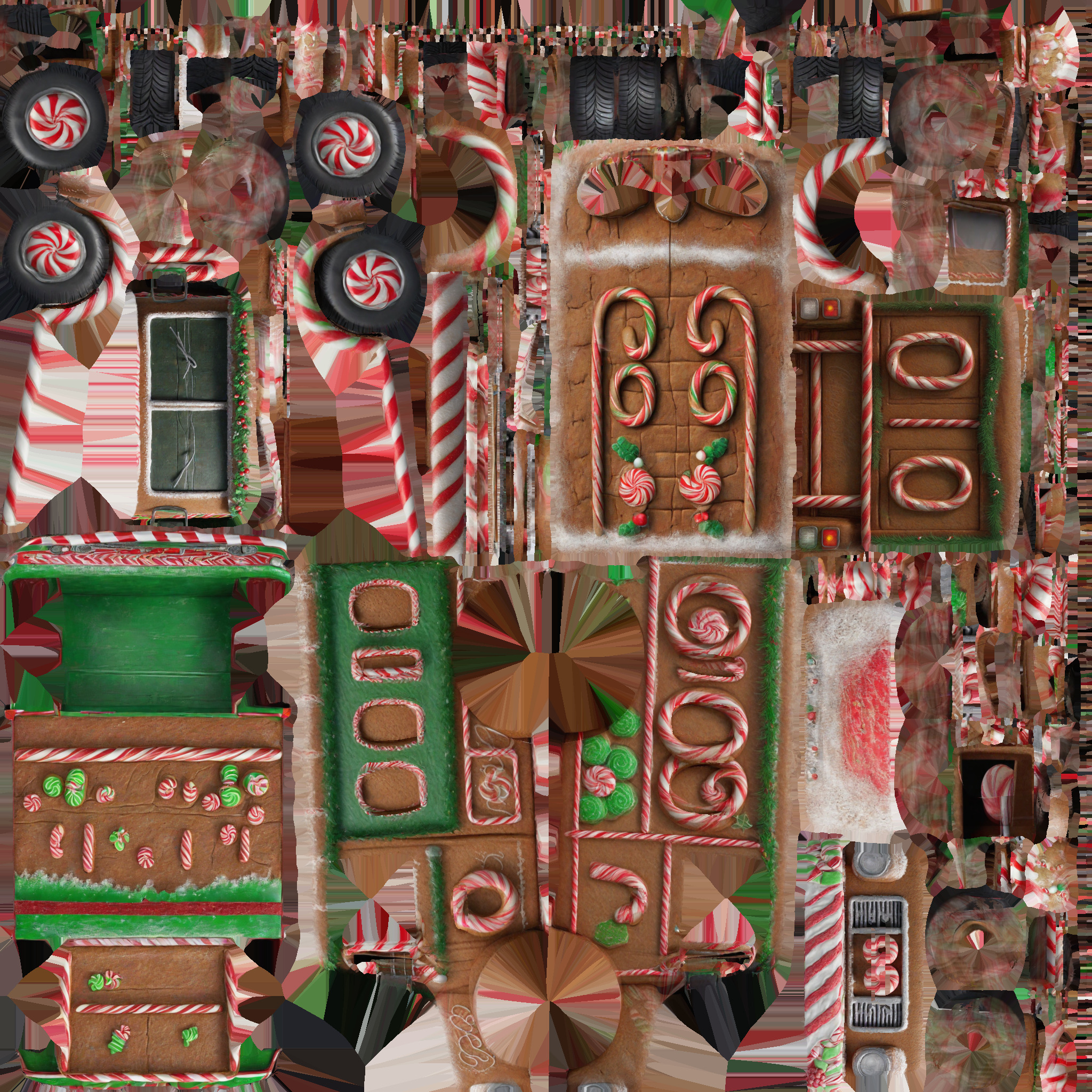 Christmas bus Low-poly 3D model_7