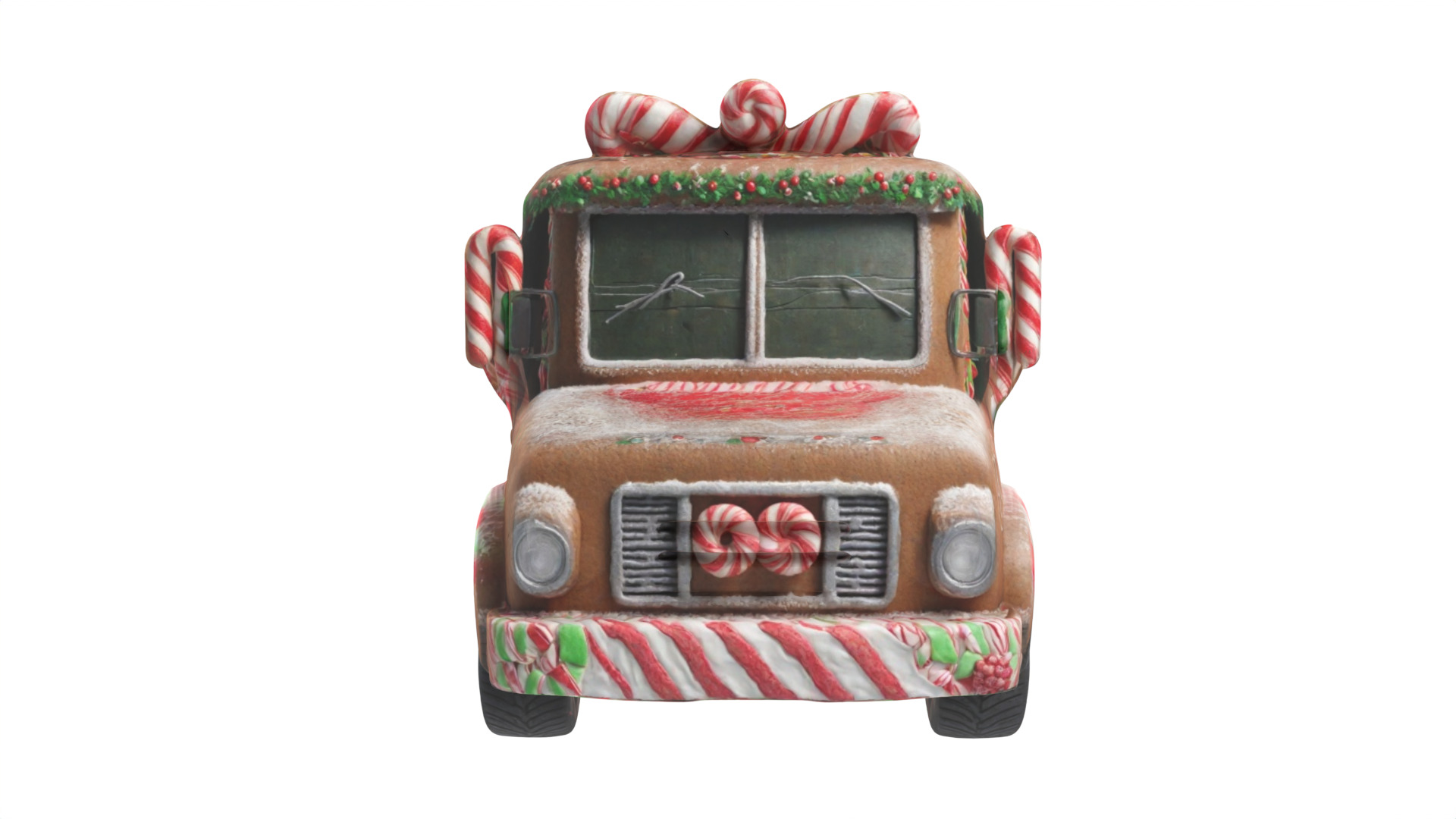 Christmas bus Low-poly 3D model_4