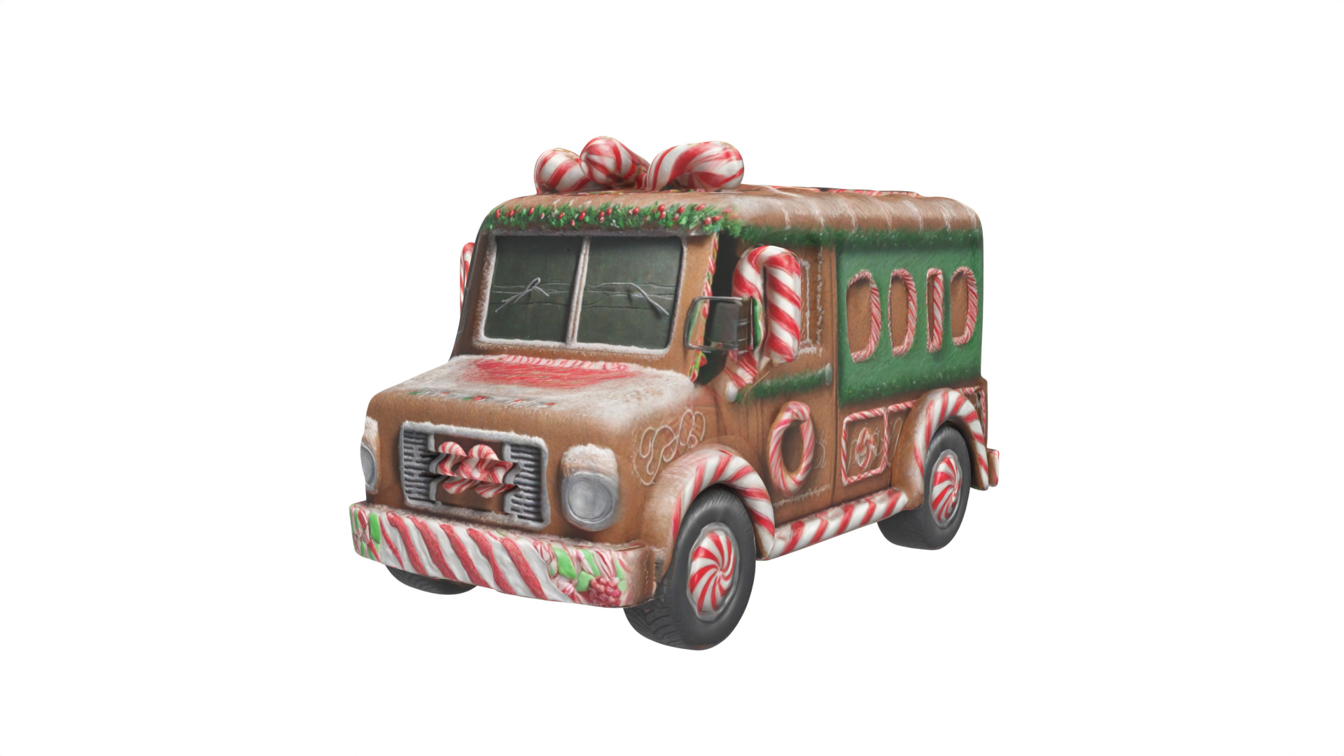 Christmas bus Low-poly 3D model_3