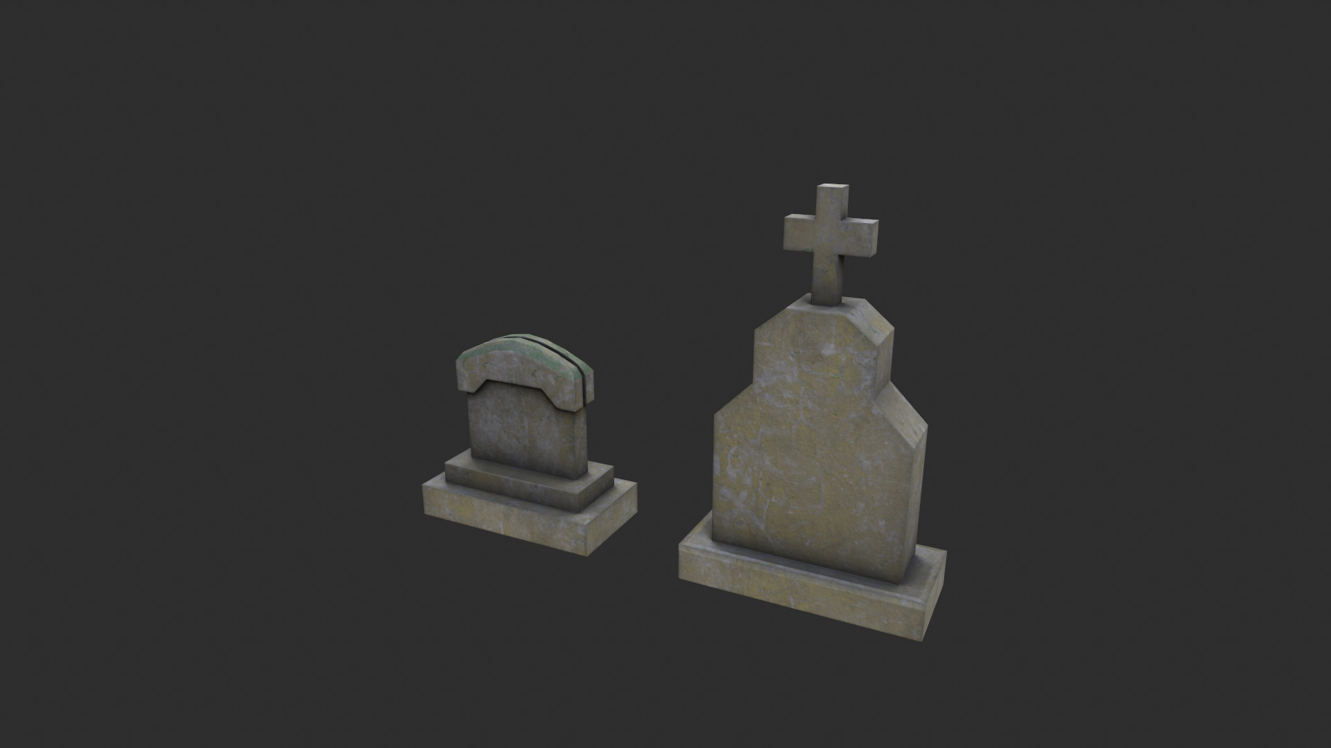 Gravestones Low-poly 3D model_2