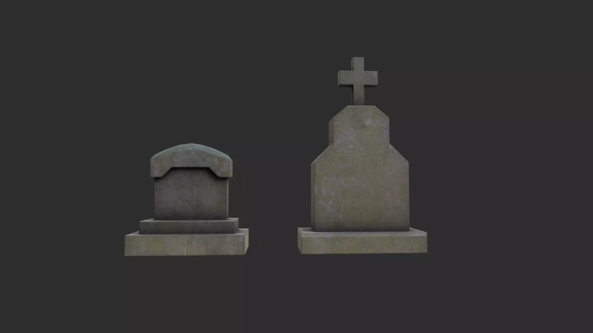 Gravestones Low-poly 3D model_0