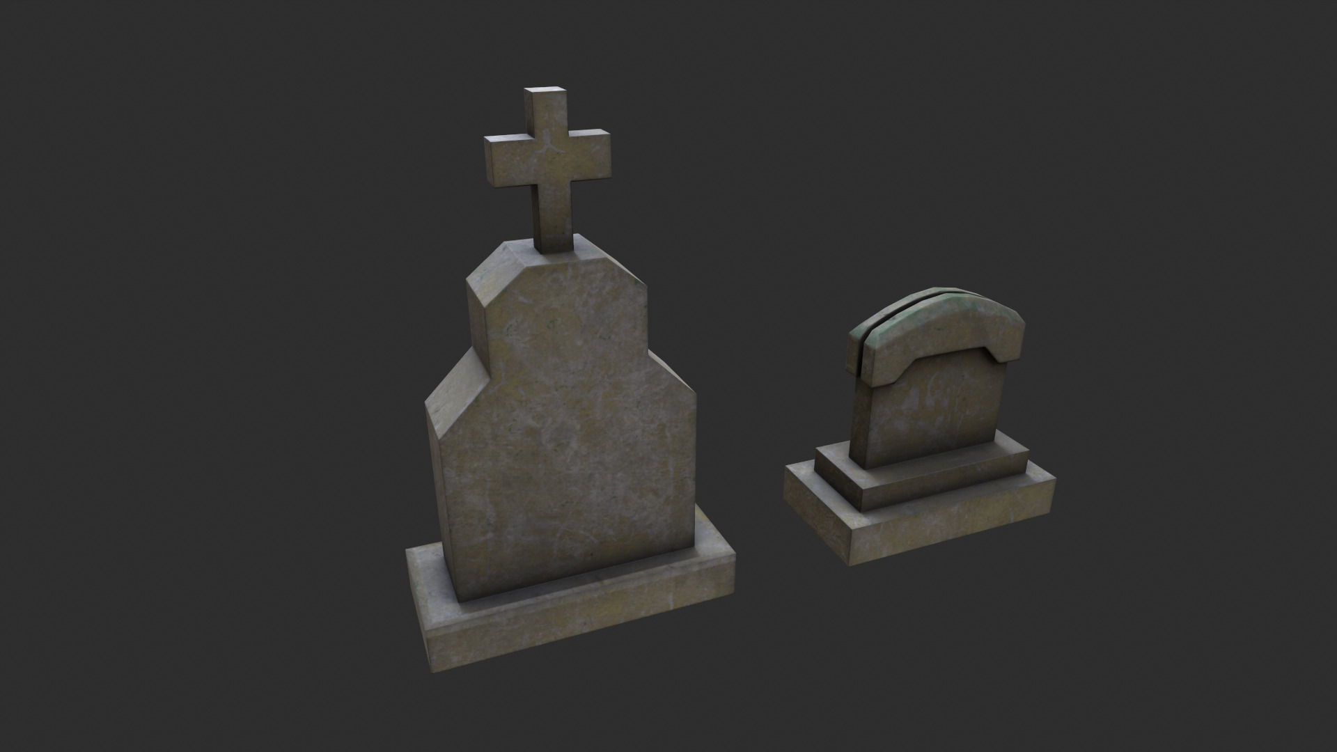 Gravestones Low-poly 3D model_4
