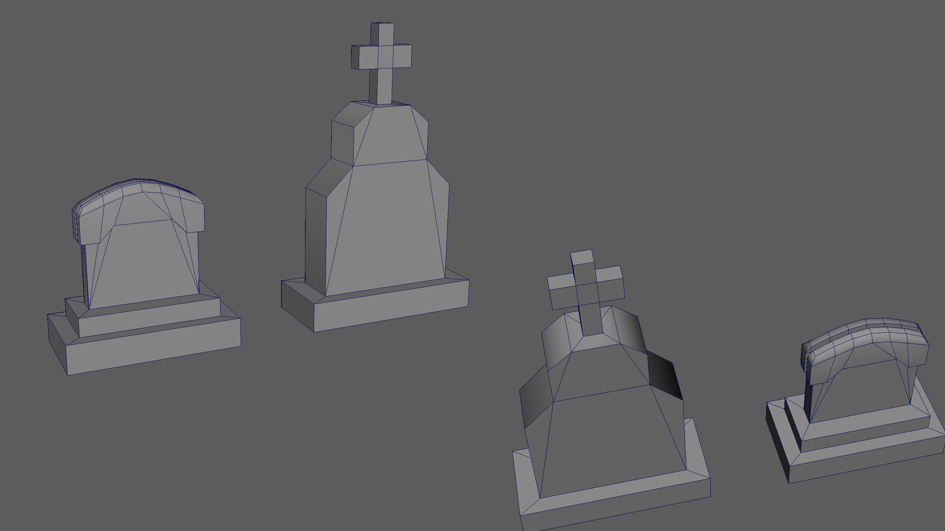 Gravestones Low-poly 3D model_8