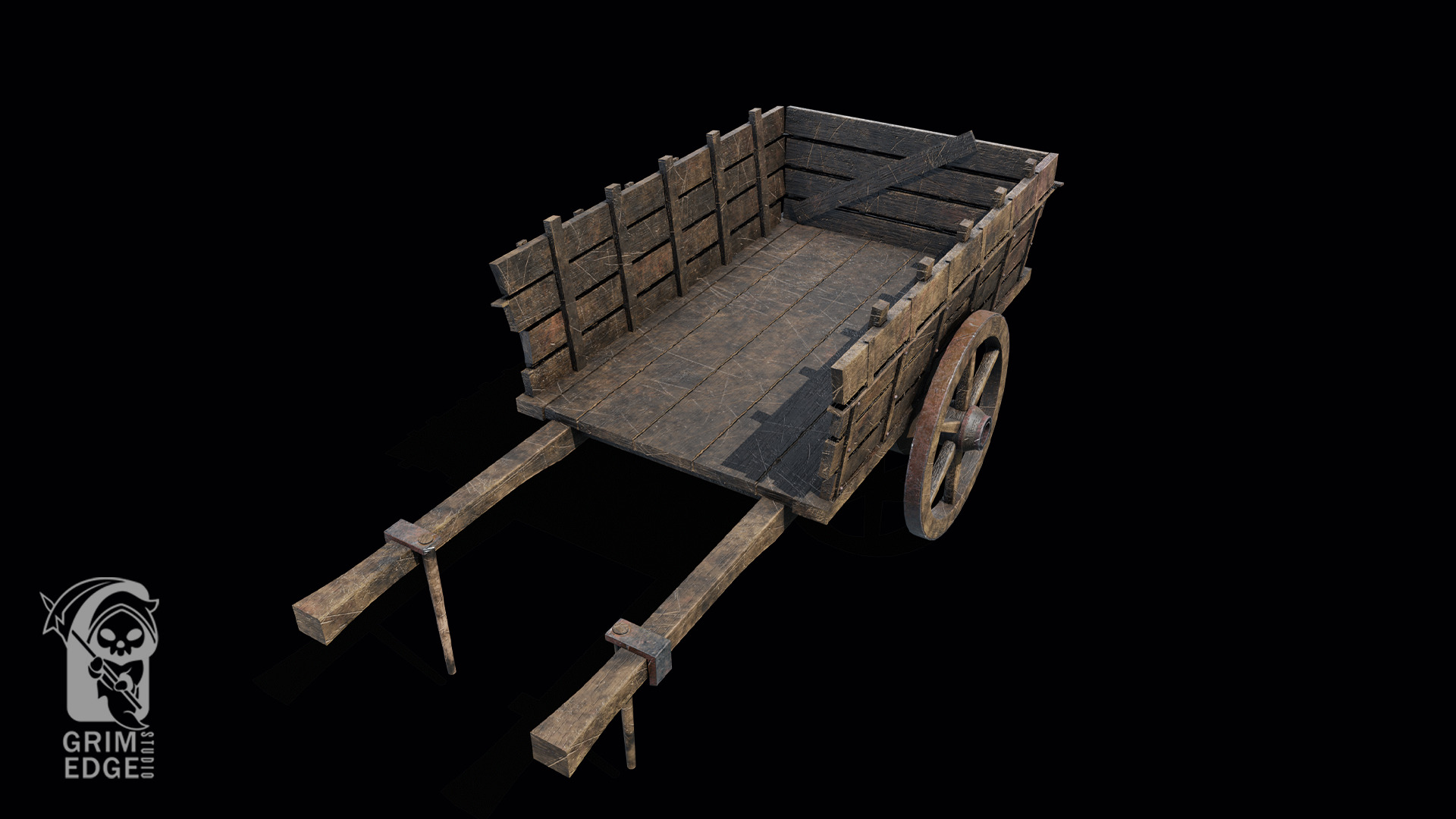 Wagon Low-poly 3D model_7
