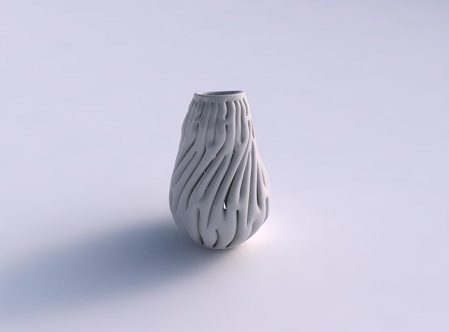 Vase drop shaped with thick soft branches eccentric 3D print model_0