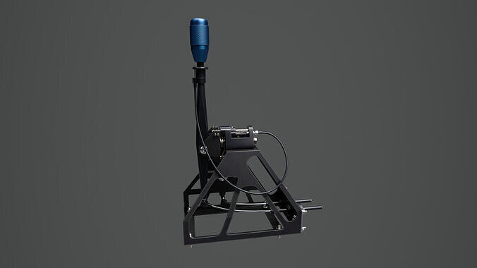 Short Shifter 01 - Variation A - Blue Low-poly 3D model 4