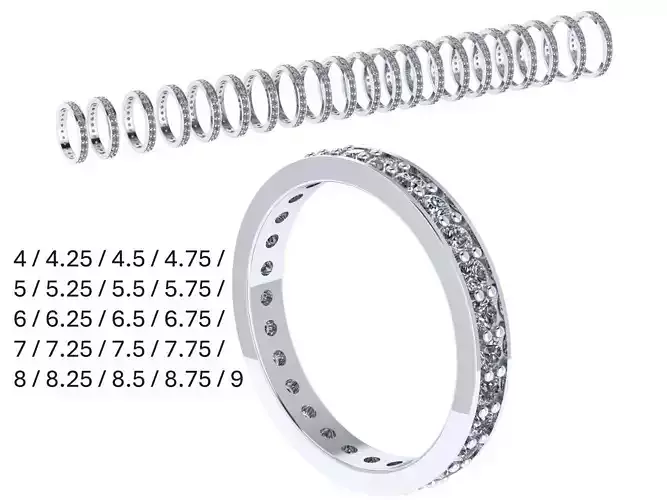 Women Ring with precious gemstones and diamonds 3D print model